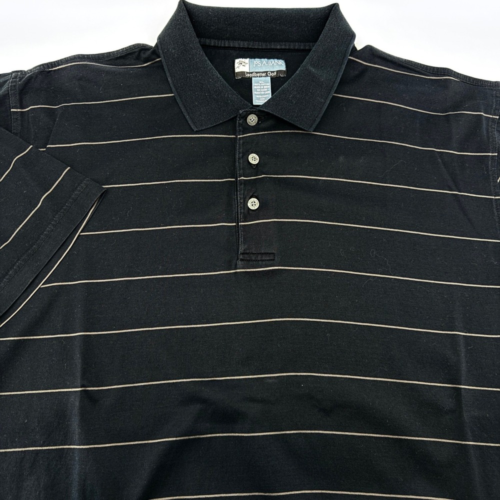Jos. A. Bank Leadbetter Golf Polo Shirt Mens XL Black Striped Stays Cool Cotton